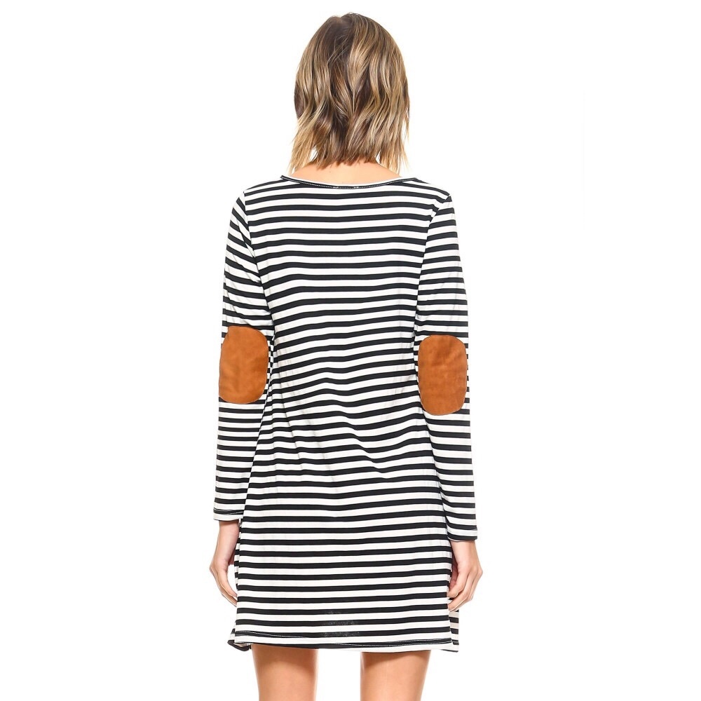 Sz Large Stripe Tunic Dress w/Elbow Patch - Picture 4 of 8